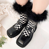 Checkered Furry Socks