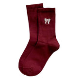 Coquette Bow Embroidery Socks