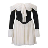 Mademoiselle Bow Off Shoulder Dress