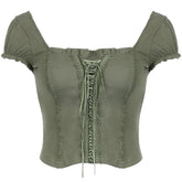 Fairycore Aesthetic Lace Up Top