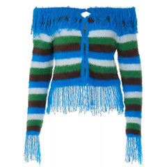 Indie Aesthetic Striped Fringe Top