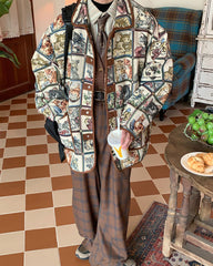 Oversized Cat Print Jacket