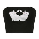 Y2K Rabbit Print Tube Top