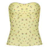 Yellow Cottagecore Floral Tube Top