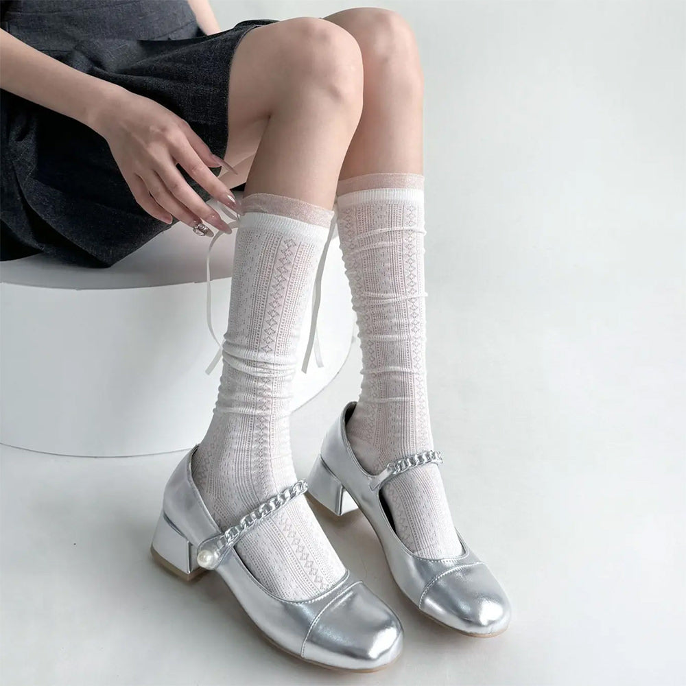 Coquette Girl Ribbon Bow Socks