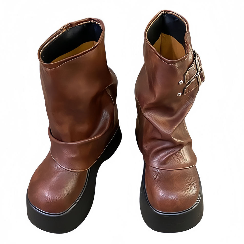 Forbidden Girlfriend Double Buckle Boots