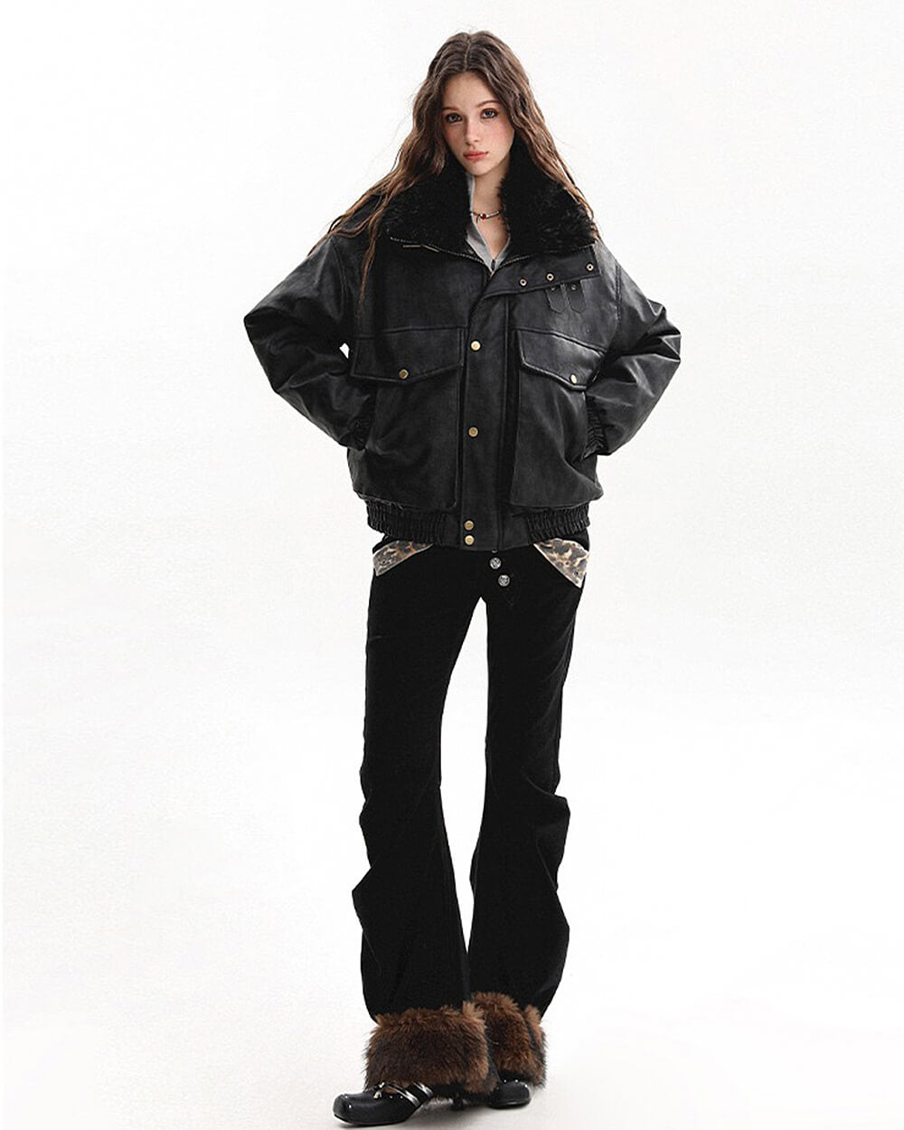 Drama Alert Faux Fur Aviator Jacket
