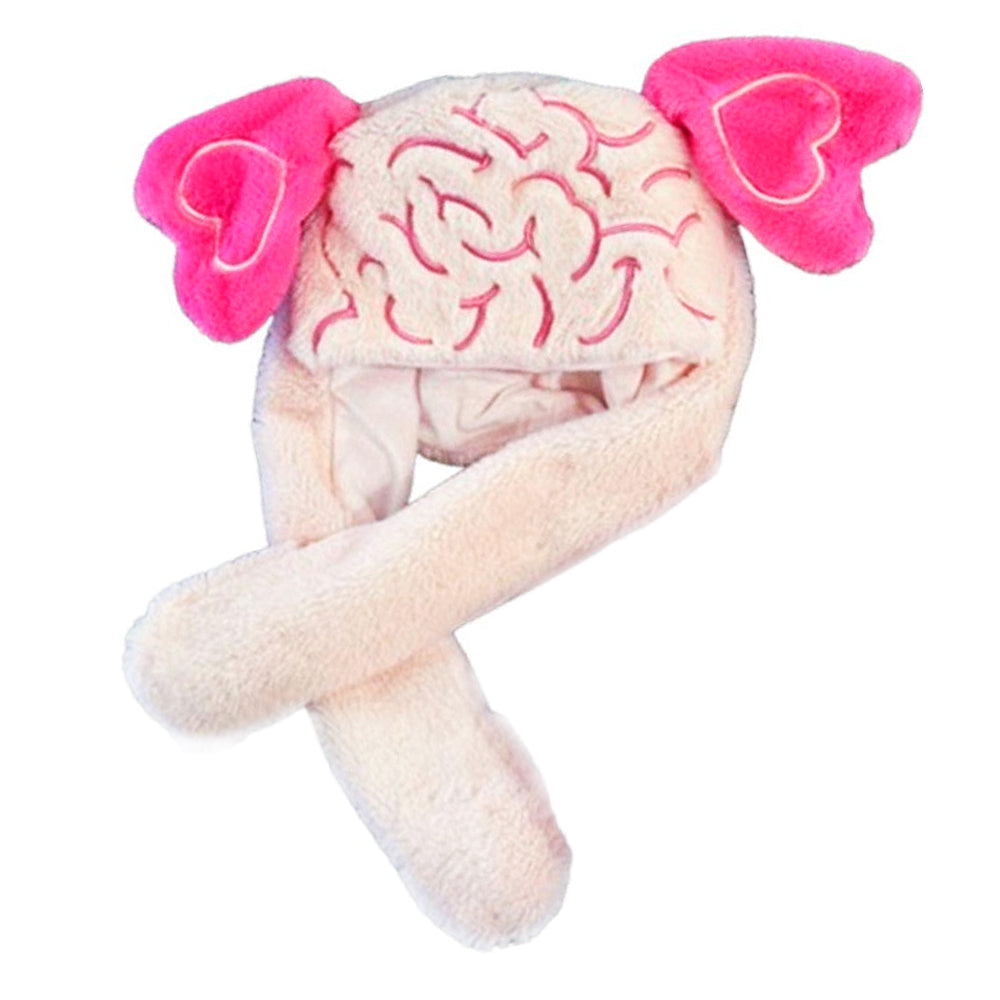 Fluffy Brain Hat with Heart Ears