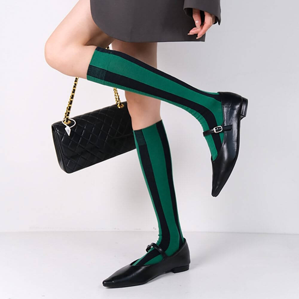 Meet Me On Campus Striped Knee Socks