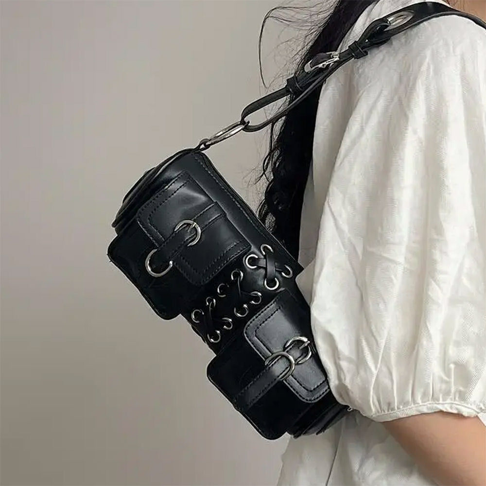 Grunge Lace Up Underarm Bag