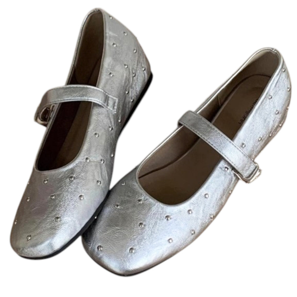 Grunge Sleaze Studded Mary Jane Flats