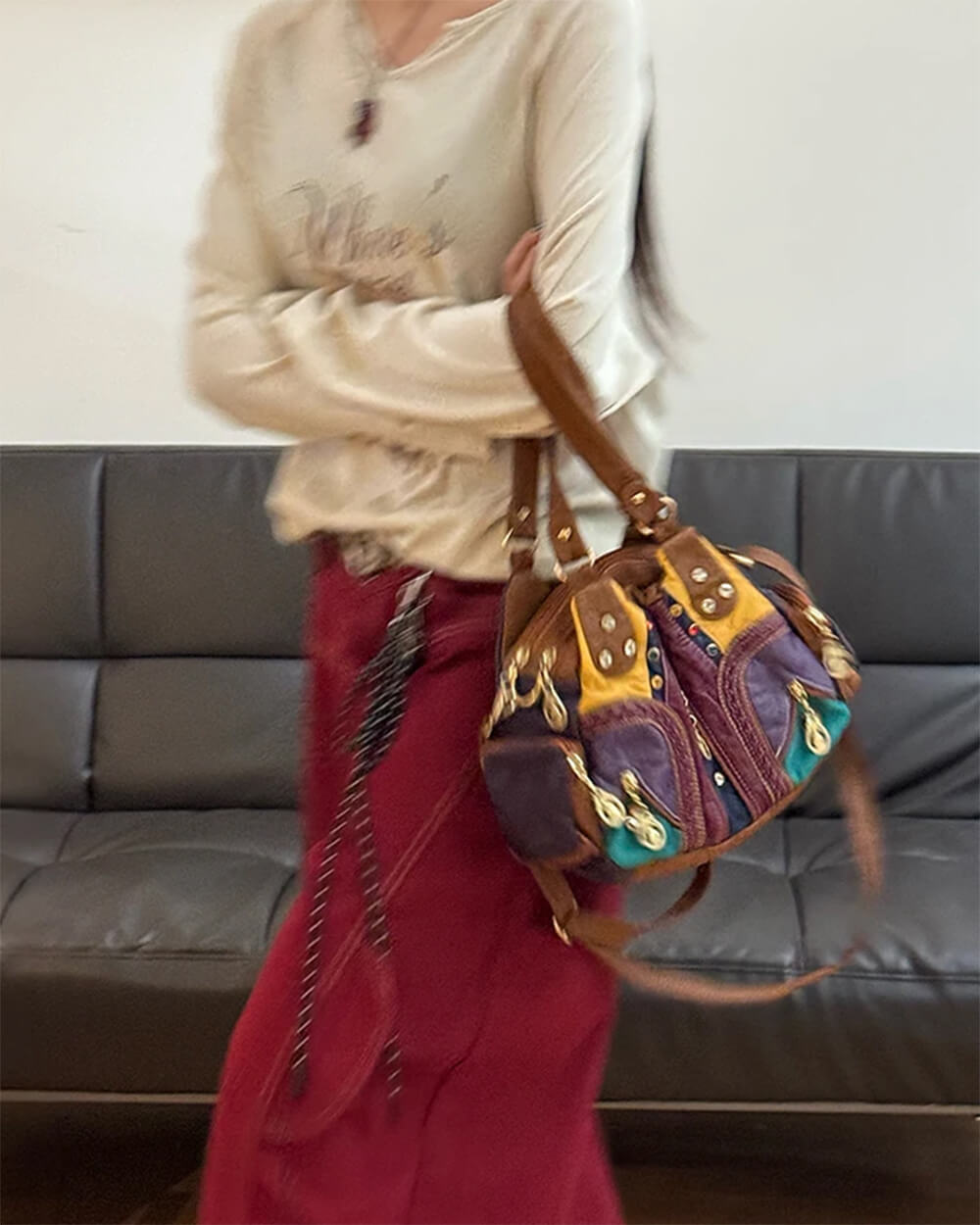 Hippie Aesthetic Patchwork Handbag
