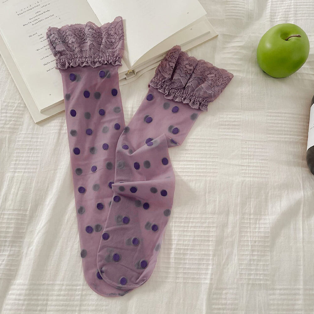 Polka Dot Sheer Knee High Socks
