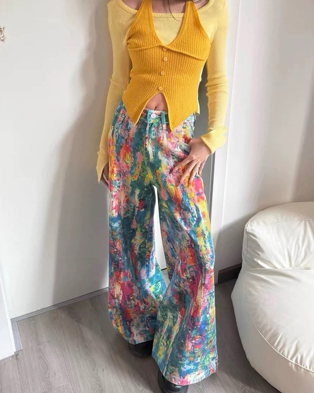 Tie-Dye Wide-Leg Jeans