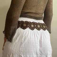 Vintage Heart Brown Suede Belt