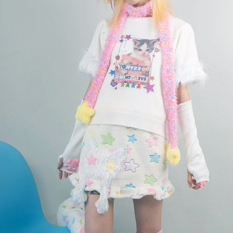 Y2K Star Fairy Fuzzy Scarf