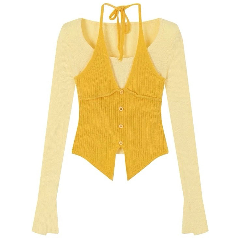 Springtime Layered Halter Knit Top