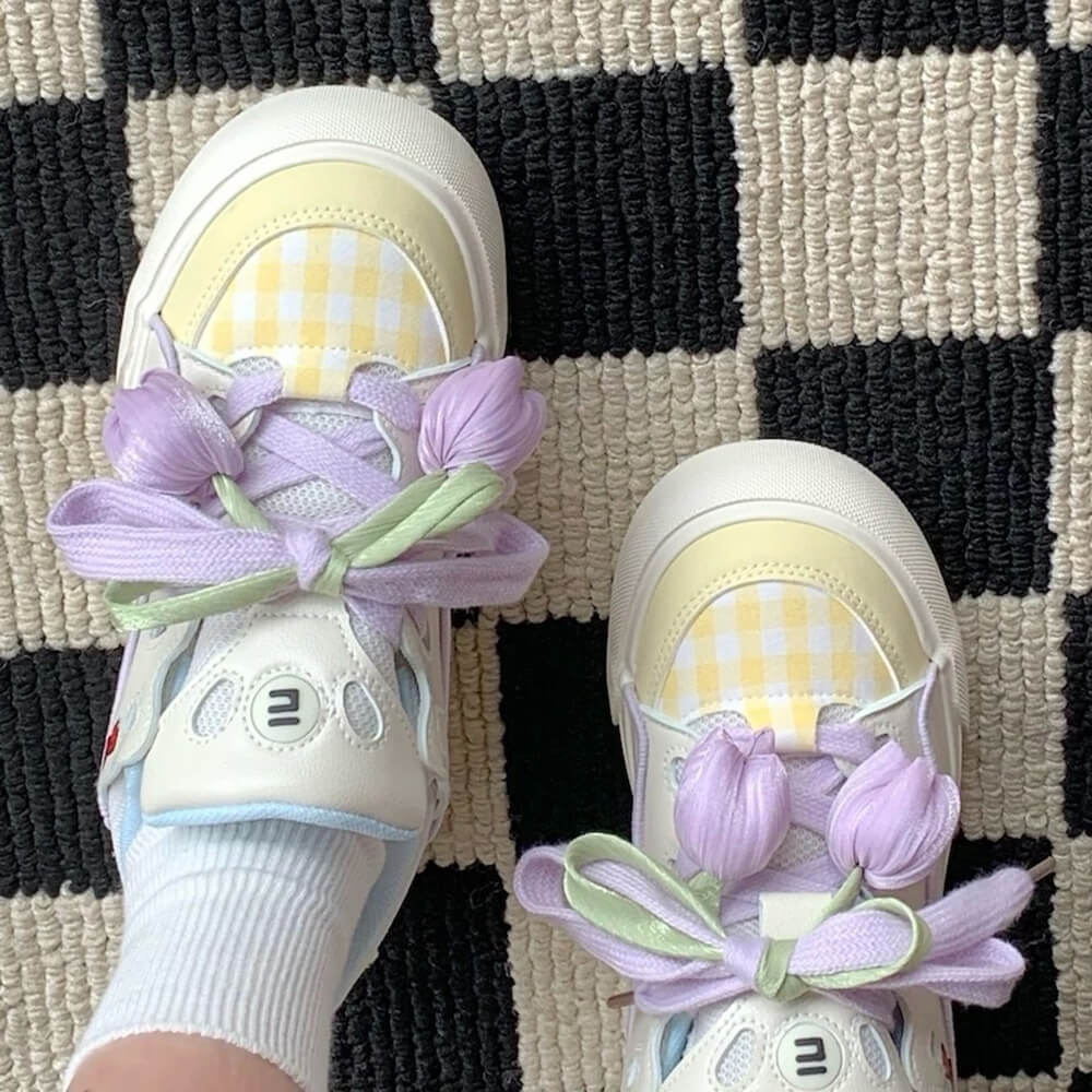 Yellow Tulip Aesthetic Sneakers